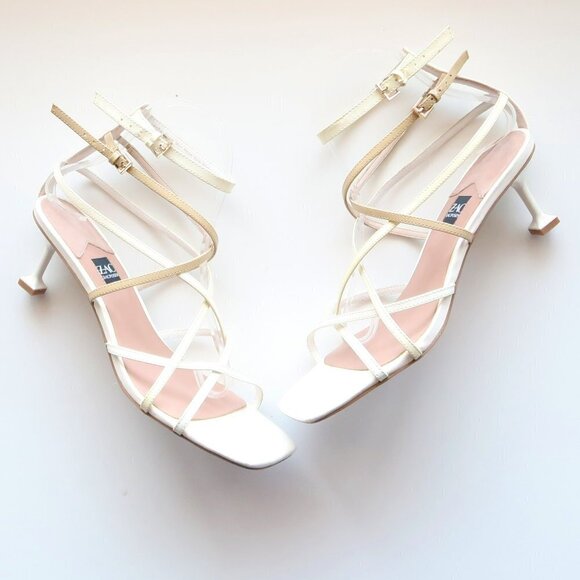 Zac Posen Angie White Patent Leather Strappy Square Toe Sandals Summer Shoes 8 - Picture 1 of 16